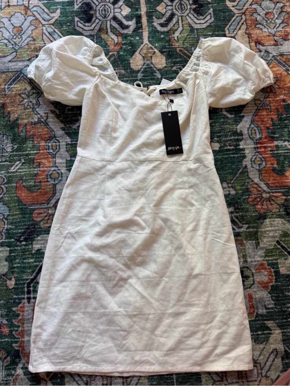 Nasty Gal Linen Sweetheart Lace Up Back Dress